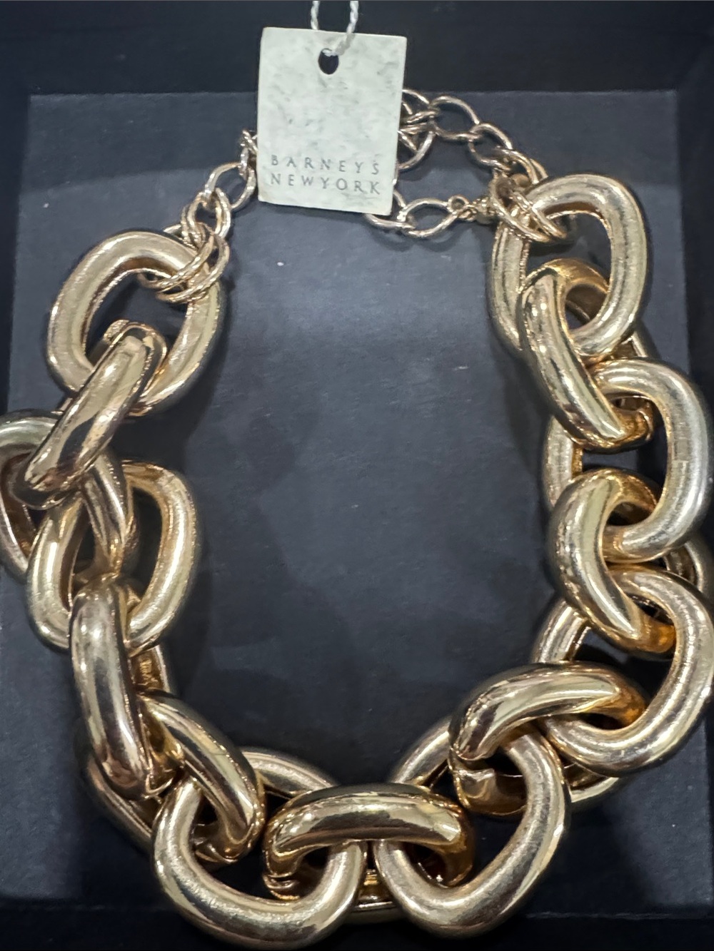 Barneys New York Shiny Gold Oversized Link Necklace